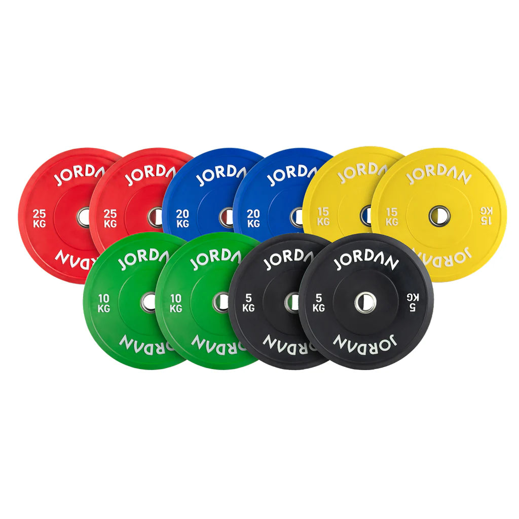 JORDAN® Coloured Rubber Bumper Plates SET 150KG
