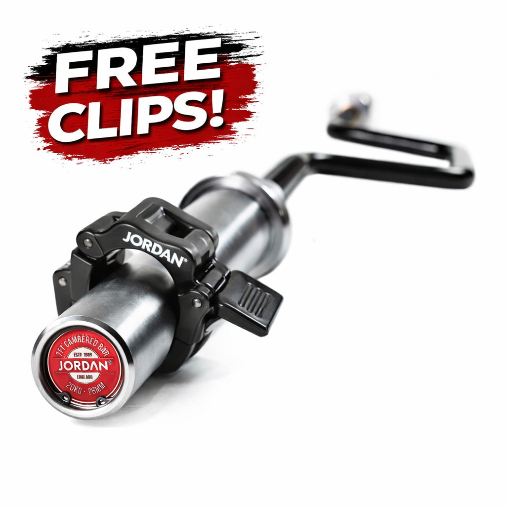 Olympic Cambered Bar - 7ft plus FREE!! Jordan clips