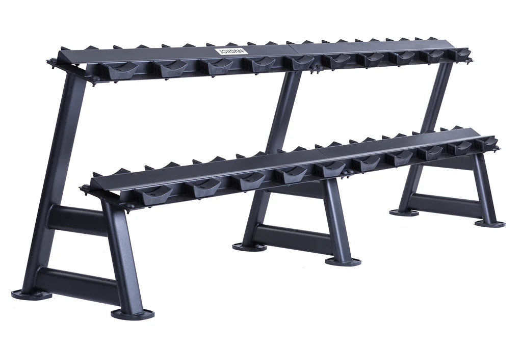 Jordan 10 Pair, 2 Tier Dumbbell Rack (Oval Frame) with Saddles - Black